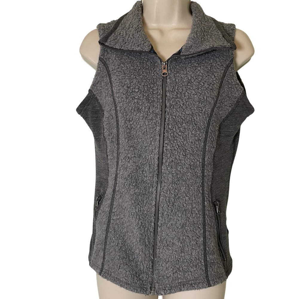 Kuhl Kozet Vest Womens Small Gray Fleece Zip Up Wool Blend Sherpa Outdoor Hiking